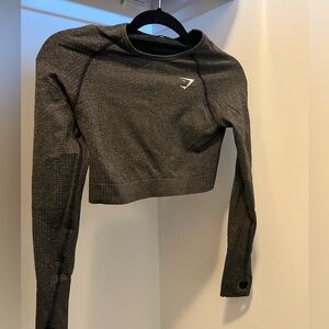 Vital Seamless 2.0 Long Sleeve Crop Top, charcoal marl size M
